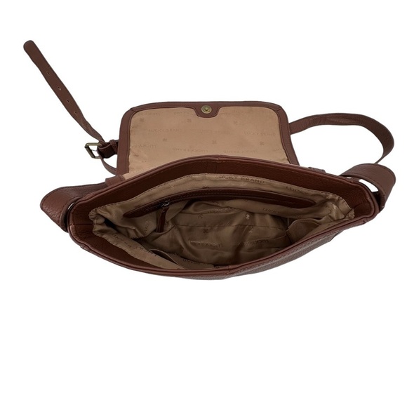 Lucky Brand Brown Leather Kingston Flap Crossbody Bag Purse Women's - Picture 6 of 12